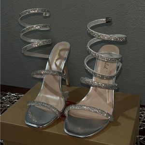 Rhinestone Spiral High Heels